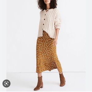 Madewell Drawstring Midi Slip Skirt in Big Dot